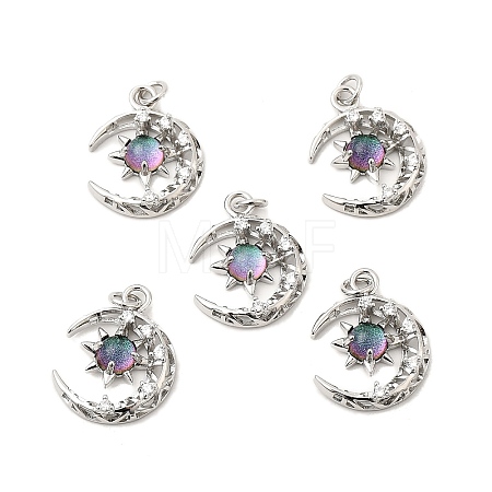 Brass Micro Pave Clear Cubic Zirconia Glass Pendants ZIRC-C024-06P-01-1