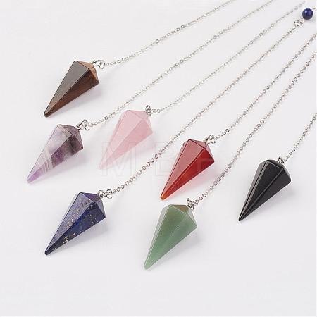 Natural & Synthetic Mixed Stone Hexagonal Pointed Dowsing Pendulums G-G956-D-FF-1