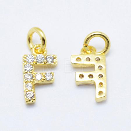 Brass Micro Pave Grade AAA Cubic Zirconia Charms ZIRC-P067-11G-F-NR-1
