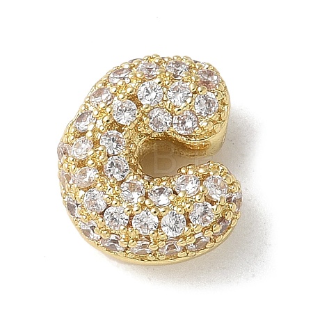 Brass Micro Pave Cubic Zirconia Beads KK-P290-61G-C-1