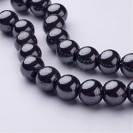 Non-Magnetic Synthetic Hematite Round Beads Strands X-G-H1624-10mm-1-1