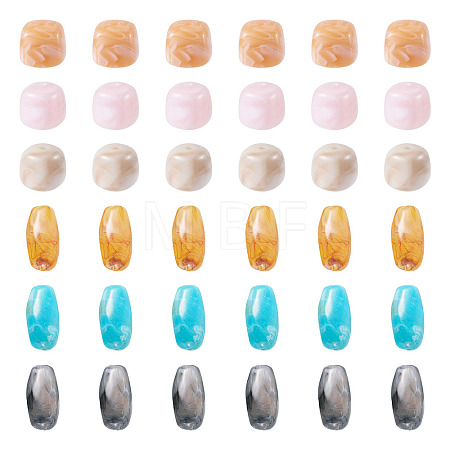 60Pcs 6 Colors Opaque Acrylic Beads OACR-TA0004-96-1