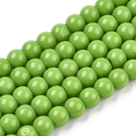Opaque Solid Color Glass Beads Strands GLAA-T032-P10mm-06-1