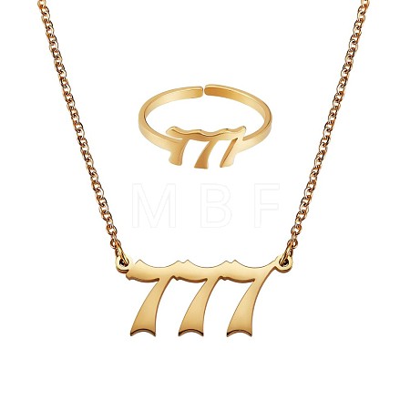 Number Pendant Necklace & Open Cuff Ring JX201A-1