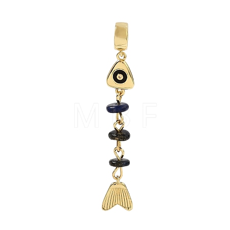 Brass Pave Cubic Zirconia Clear Cubic Zirconia & Natural Lapis Lazuli & Enamel European Dangle Charms GG-CBA3401-01G-A06-1