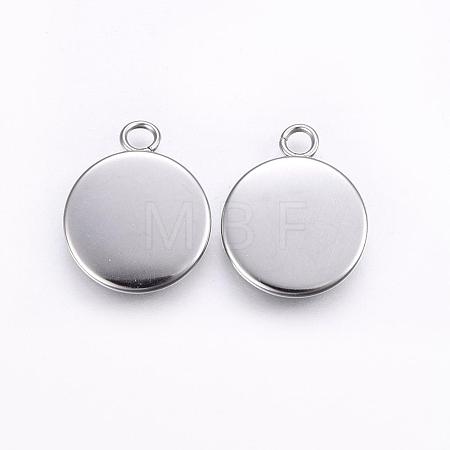 Tarnish Resistant 304 Stainless Steel Pendant Cabochon Settings STAS-T008-128-1