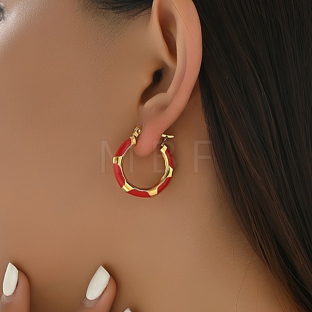 201 Stainless Steel Enamel Earrings Hoop Earrings LP9659-6-1
