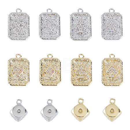 Brass Micro Pave Clear Cubic Zirconia Pendants KK-HS0002-24-1