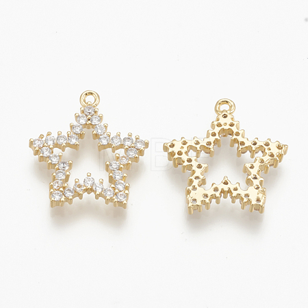 Brass Micro Pave Cubic Zirconia Charms ZIRC-Q014-038G-1