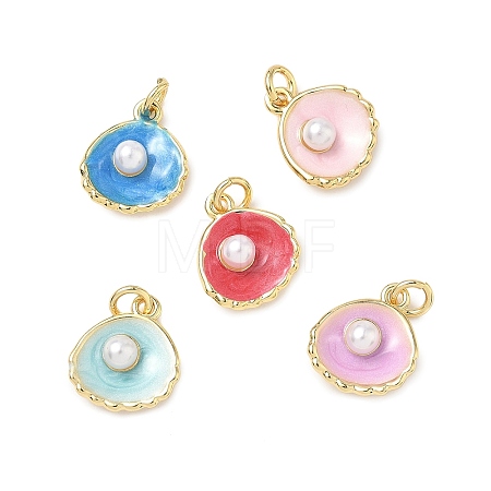 Shell Brass Charms KK-D426-17G-1