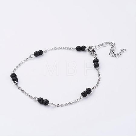 304 Stainless Steel Chain Anklets AJEW-AN00170-02-1