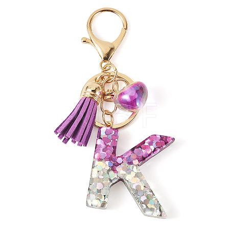Alloy Resin Heart Keychains KEYC-TADJ0002-01G-K-1