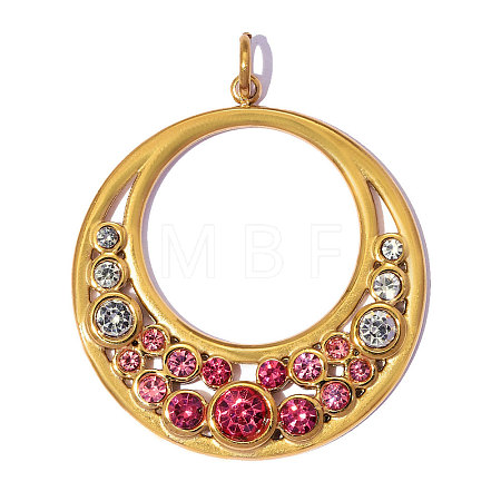 304 Stainless Steel with Rhinestone Pendants RB-OY001-42G-02-1