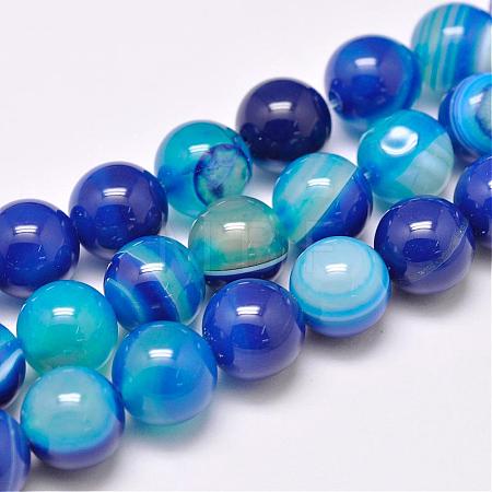 Natural Striped Agate/Banded Agate Bead Strands G-G962-10mm-03-1
