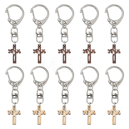 20Pcs Wood Cross Pendant Decorations HJEW-YW00293-1