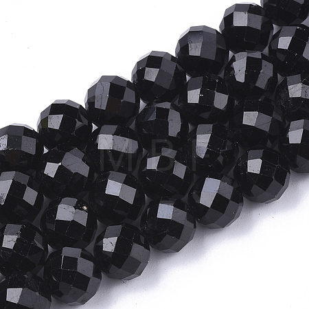Natural Black Tourmaline Beads Strands X-G-S345-6mm-002-1