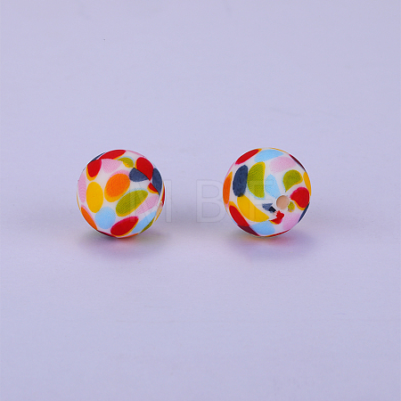Printed Round Silicone Focal Beads SI-JX0056A-60-1
