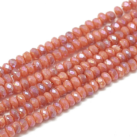 Electroplate Opaque Solid Color Glass Beads Strands EGLA-Q112-B10-1