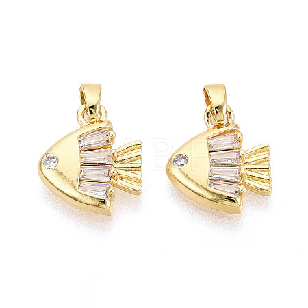 Brass Micro Pave Clear Cubic Zirconia Charms KK-N259-14G-1