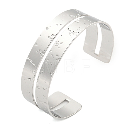 304 Stainless Steel Textured Hollow Open Cuff Bangles BJEW-S151-01P-05-1