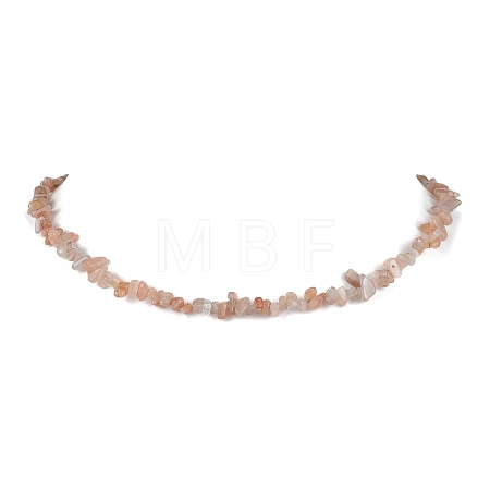 Natural Sunstone Chip Beaded Necklace NJEW-JN04616-05-1