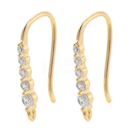 Brass Micro Pave Clear Cubic Zirconia Earring Hooks KK-G516-06G-1