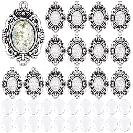 30Pcs Tibetan Style Alloy Pendant Cabochon Settings DIY-UN0008-63AS-1