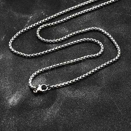Tarnish Resistant 304 Stainless Steel Box Chain Necklaces X-NJEW-P244-01P-1