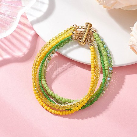 Glass Seed Beads Beaded Multi-Layer Bracelets for Women BJEW-JB12990-1
