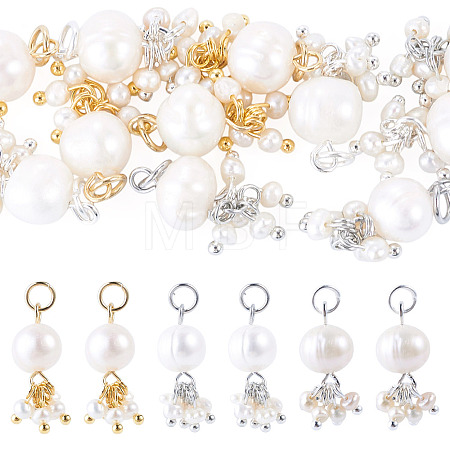 12Pcs 3 Colors Potato Natural Cultured Freshwater Pearl Pendants PALLOY-TA00387-1