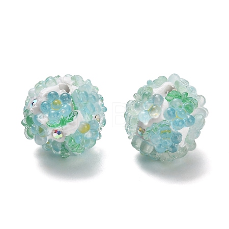Polymer Clay Rhinestone Beads with Resin X-RESI-Z045-07-1