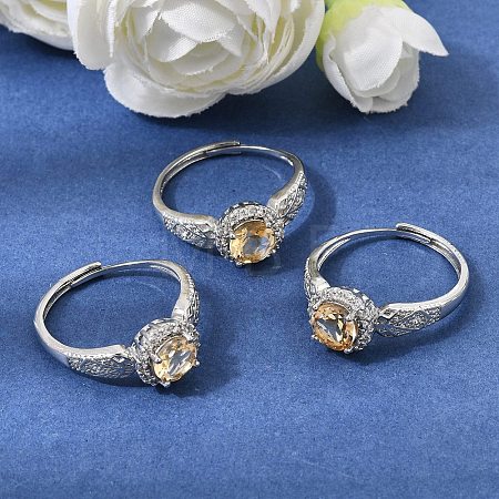 Brass Micro Pave Cubic Zirconia Finger Rings CU-CBA260E-08P-1