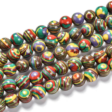 Synthetic Malachite Beads Strands G-I199-32-8mm-M-1