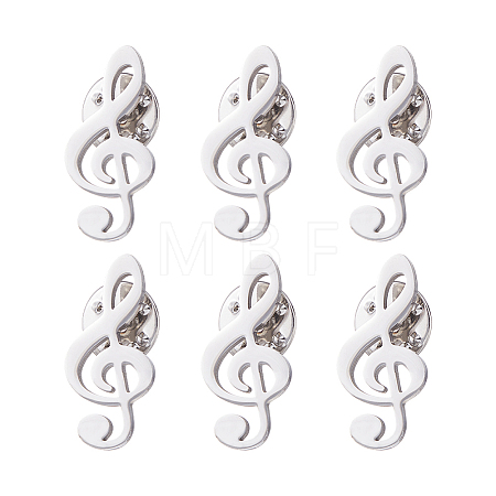 6Pcs Musical Note 304 Stainless Steel Lapel Pin Backs for Backpack Clothes JEWB-FH0003-12P-1