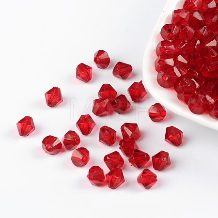 Faceted Bicone Transparent Acrylic Beads DBB6mm06-1
