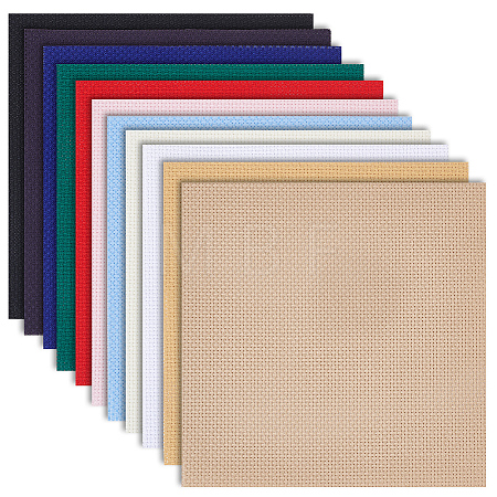 11Pcs 11 Colors 14CT Cross Stitch Fabric Sheets DIY-BC0012-12-1