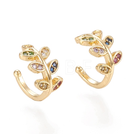 Brass Micro Pave Cubic Zirconia Cuff Earrings EJEW-M195-06M-1