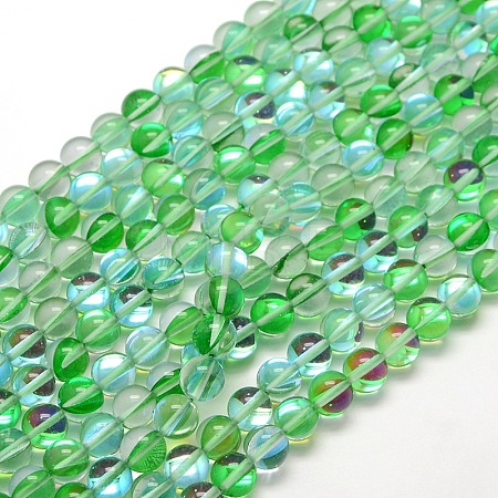 Synthetic Moonstone Beads Strands G-F143-10mm-04-1