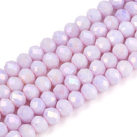 Anti-Tarnish Electroplate Rondelle Glass Beads Strands X-EGLA-T021-4mm-17-02-1
