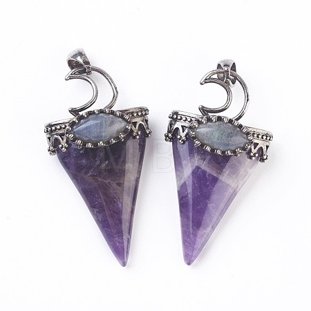 Natural Amethyst Big Pendants G-F639-06B-1