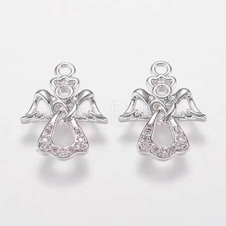 Brass Micro Pave Cubic Zirconia Charms X-KK-I613-09P-1