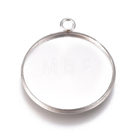 Tarnish Resistant 304 Stainless Steel Pendant Cabochon Settings X-STAS-G127-13-22mm-P-1