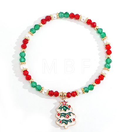 Christmas 304 Stainless Steel Enamel Charm Bracelets UB9806-6-1