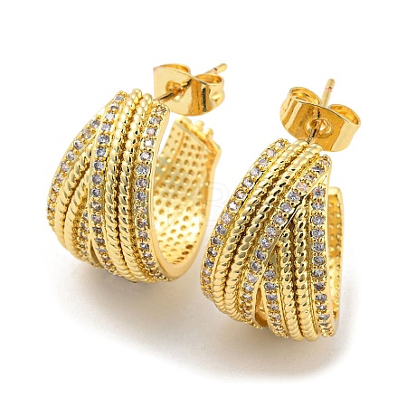 Brass Micro Pave Cubic Zirconia Stud Earrings EJEW-C066-01G-1