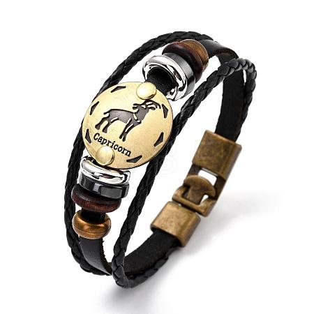 Braided Leather Cord Retro Multi-strand Bracelets BJEW-L616-20J-1