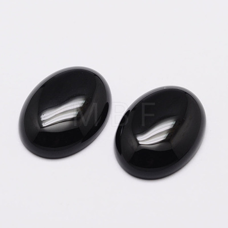 Oval Natural Dyed & Heated Black Agate Cabochons G-K020-30x22mm-01-1