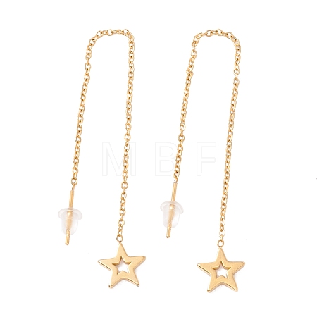 Long Chain with Star Dangle Stud Earrings EJEW-A067-12G-1