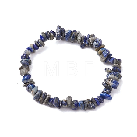 Natural Lapis Lazuli Chip Beaded Stretch Bracelets for Women Men BJEW-JB10652-03-1