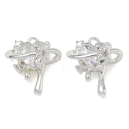 Brass Micro Pave Clear Cubic Zirconia Charms CU-CBAB0CF-21S-1