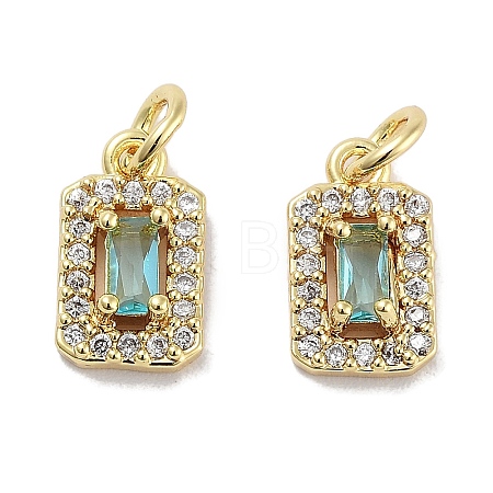 Brass Micro Pave Cubic Zirconia Charms KK-C051-11G-02-1